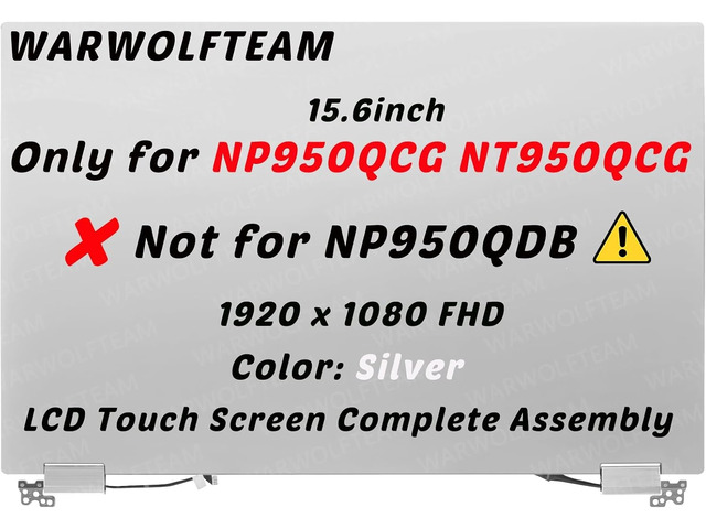 for Samsung NP950QCG NT950QCG LCD Screen Replacement, Silver for Touch Only, 15.6in, 1920 x 1080 FHD 1080P QLED, LCD Touch Display Assembly,...
