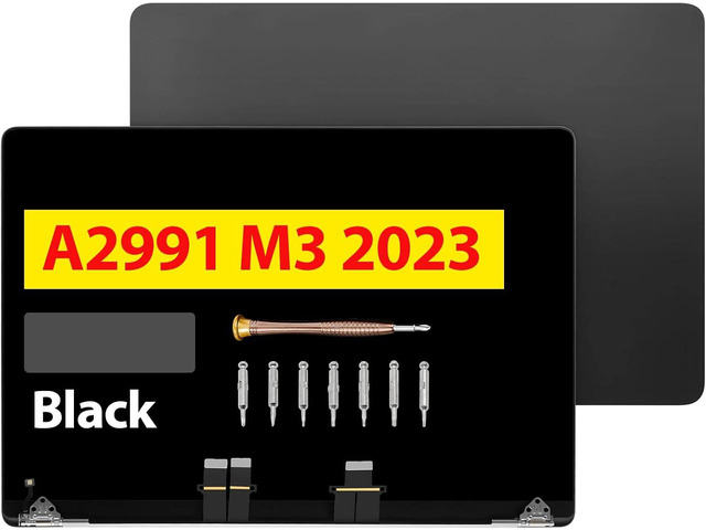 16' Complete LCD Screen Replacement for MacBook Pro A2991 M3 2023 EMC:8408 661-38683 661-38684 3456x2234 Full Top Display Assembly (Black)