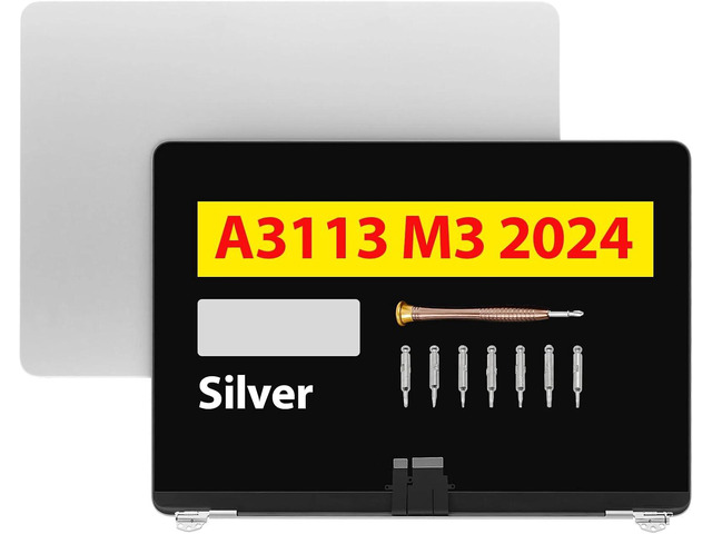 13.6' Replacement Complete Assembly for MacBook Air Mac15,12 A3113 M3 2024 MRXN3xx/A MRXQ3xx/A EMC 8611 LCD Screen Digitizer 2560 x 1664 (Silver)
