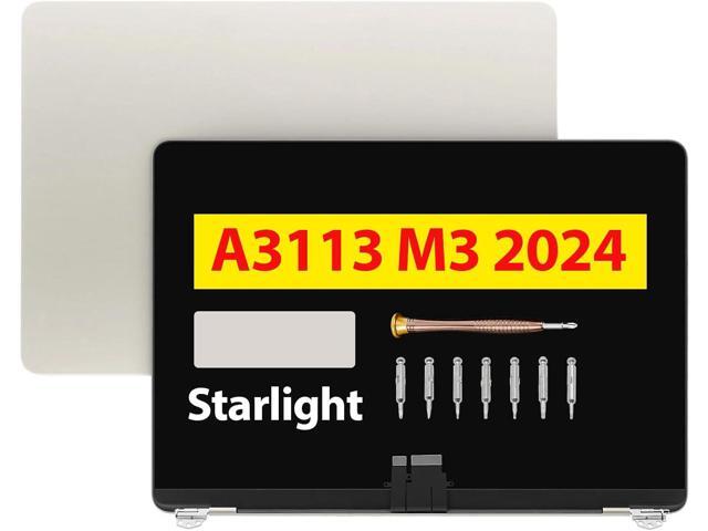 13.6' Replacement Complete Assembly for MacBook Air Mac15,12 A3113 M3 2024 MRXN3xx/A MRXQ3xx/A EMC 8611 LCD Screen Digitizer 2560 x 1664 (Starlight)