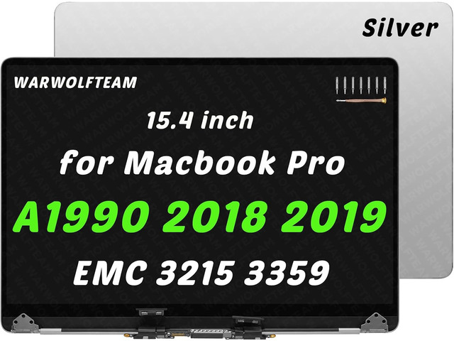 Screen Replacement for Apple MacBook Pro 15.4' A1990 2018 2019 EMC 3215 LCD LED Full Display Assembly (Silver)