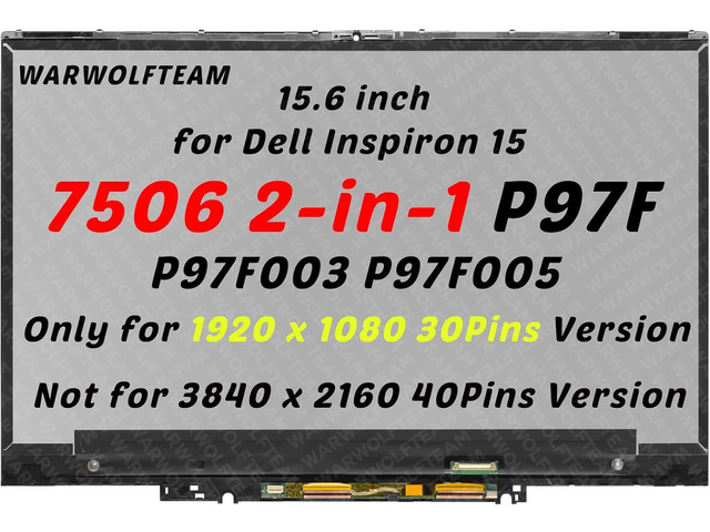 Compatible with Dell Inspiron 7506 2-in-1 P97F P97F003 P97F005 0RFCMD RYKP9 15.6inch 40Pins LCD Touch Screen Display Assembly Touch Control Board...