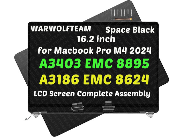 16.2in Compatible with MacBook Pro A3186 A3403 Retina M4 Pro/Max 2024 EMC 8624 and EMC 8895 3456 x 2234 LED LCD Screen Replacement Complete...