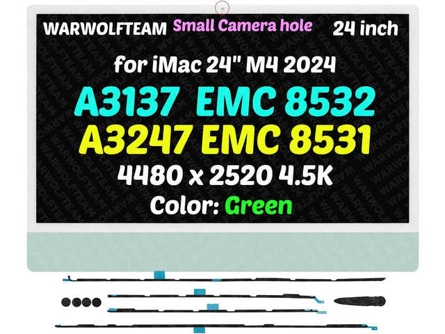 Compatible with iMac A3137 A3247 M4 2024 All in One Retina EMC 8532 EMC 8531 24' 23.5in 4.5K LCD Screen Display Replacement Assembly LM235UH1-SDE1...