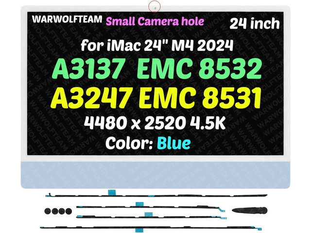 Compatible with iMac A3137 A3247 M4 2024 All in One Retina EMC 8532 EMC 8531 24' 23.5in 4.5K LCD Screen Display Replacement Assembly LM235UH1-SDE1...