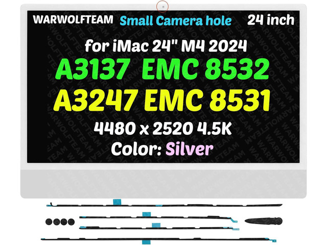 Compatible with iMac A3137 A3247 M4 2024 All in One Retina EMC 8532 EMC 8531 24' 23.5in 4.5K LCD Screen Display Replacement Assembly LM235UH1-SDE1...
