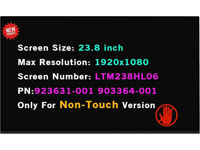 Replacement LTM238HL06 LCD Display Screen Panel for HP Eliteone 800 G3 923631-001 23.8' LCD Screen Compatible with All in One PC Monitor Display...