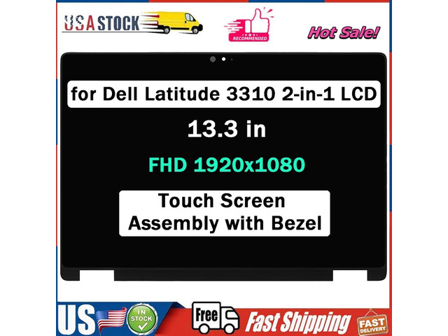 for Dell Latitude 3310 2-in-1 LCD Display Touch Screen Assembly 13.3' 1920x1080