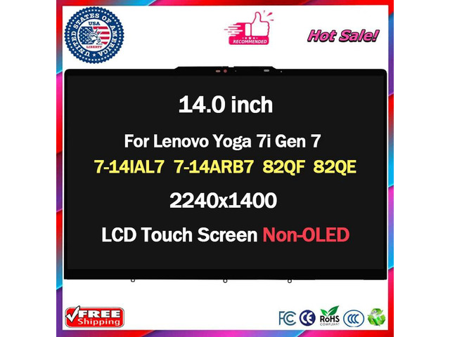 for Lenovo Yoga 7-14IAL7 82QE LCD Touch Screen w/Bezel 14' 2.2K 40Pin 5D10S39810