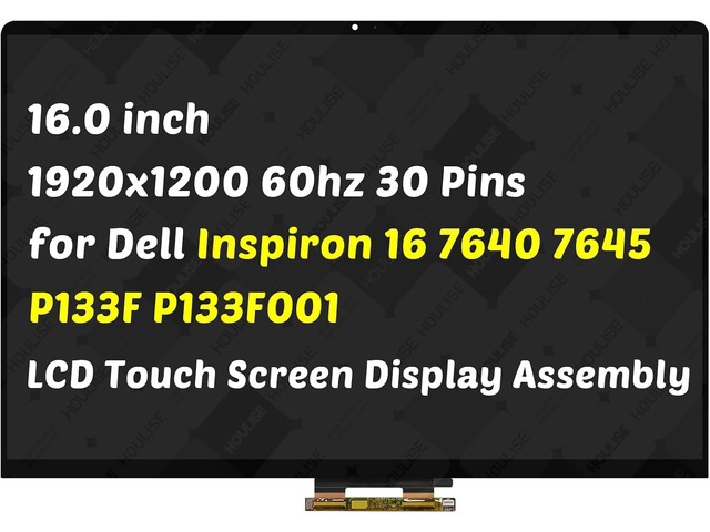 Replacement for Dell Inspiron 16 2-in-1 7640 7645 P133F P133F001 16 inch 30 Pins LCD Touch Screen Display Digitizer Assembly (for 1920x1200 Only)