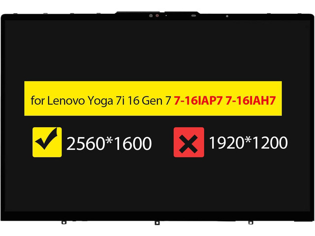 Screen Replacement for Lenovo Yoga 7i 16 Gen 7 7-16IAP7 7-16IAH7 82UF 82QG FRU: 5D10S39808 5D10S39809, 16.0 inches 2.5K 2560x1600, IPS LCD...
