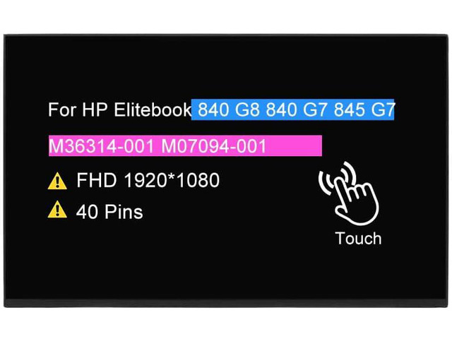 Screen Replacement for HP Elitebook 840 G8 840 G7 845 G7 M36314-001 M07094-001,14.0' LCD Touch Display Panel HD FullHD 1920 *1080 40 pin 60Hz