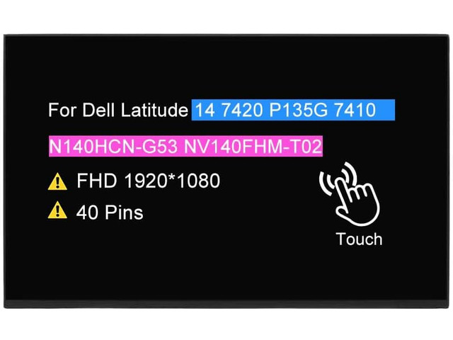 Screen Replacement for Dell Latitude 14 7420 P135G 7410 N140HCN-G53 NV140FHM-T02 DPN 0JN7TT, 14.0' LCD Touch Display Panel FullHD 1920 *1080 40...