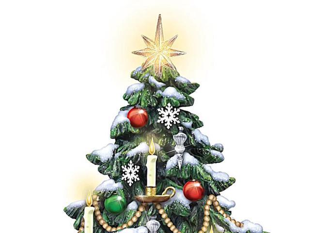 The Bradford Exchange Thomas Kinkade Candlelit Tabletop Tree with Lights and Music and Rotating Train