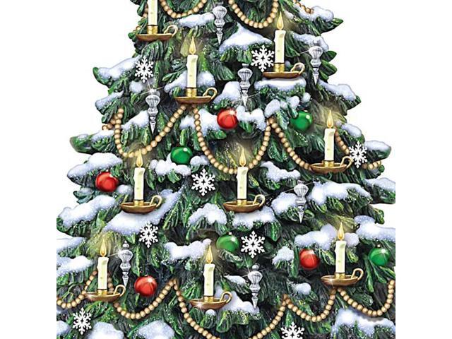The Bradford Exchange Thomas Kinkade Candlelit Tabletop Tree with Lights and Music and Rotating Train