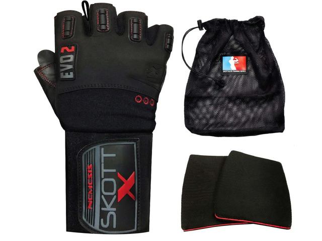 Skott Nemesis X Weightlifting Gloves Gym Gloves with Extended Wrist Wrap Support, Durable Grip and Breathable Design for Training, Fitness &...