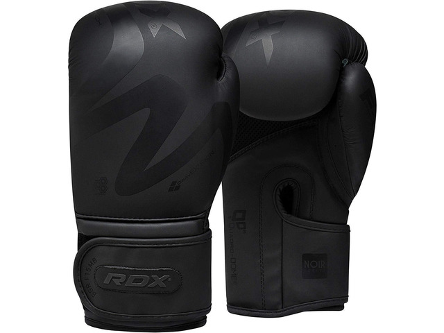 RDX Boxing Gloves for Men, Maya Hide Leather, Muay Thai & MMA Sparring Training, Kickboxing Heavy Bag, Focus Mitts, Ventilated Palm Black