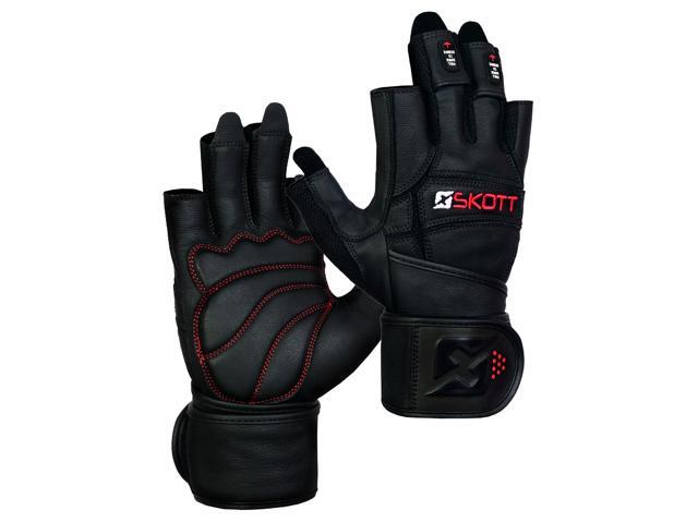 Skott Dark Predator Weightlifting Gloves Genuine Leather Gym Gloves with Double Wrist Support Padded Palm 3D Heavy Duty Training Best Body Building...