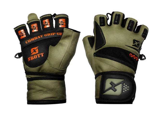 Skott Tactical Green Weightlifting Gloves Military Style Gym with Wrist Wrap Support Anti-Slip Gel Grip Flexible Finger Protection Durable Training...
