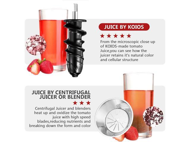 KOIOS B5100 Juicer, Masticating Juicer Machine, Slow Juice Extractor with Reverse function, Cold Press Juicer Machines with Quiet Motor