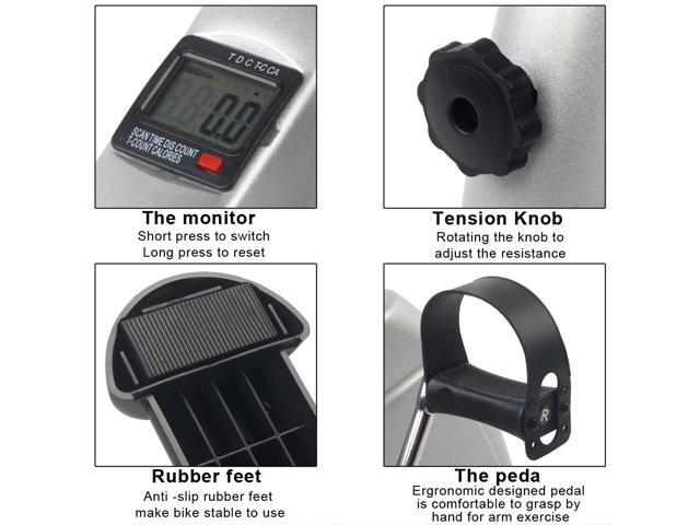 Exercise Bike Pedal Exerciser Foot Peddler Portable Therapy Bicycle with Digital Monitor