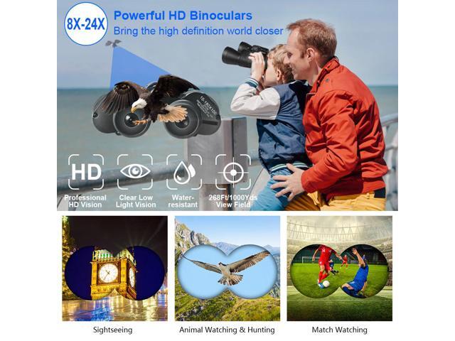 Portable Zoom Binoculars with FMC Lens Low Light Night Vision for Bird Watching Hunting Sports