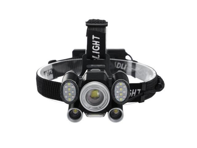 OUTERDO LED Headlamp Flashlight Zoom Ultra Bright 5 Modes USB Rechargeable Work Lamp for Camping Jogging Cycling