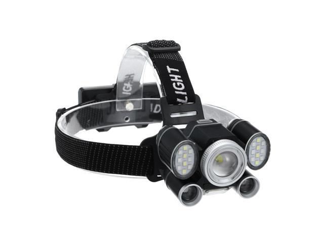 OUTERDO LED Headlamp Flashlight Zoom Ultra Bright 5 Modes USB Rechargeable Work Lamp for Camping Jogging Cycling