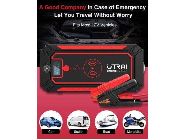 UTRAI 2500A 24000mAh(8L Gas 7.5L Diesel Engine) 12V Battery Jump Pack Power Bank with Flashlight, USB QC3.0 (Model BJ-4-OR)