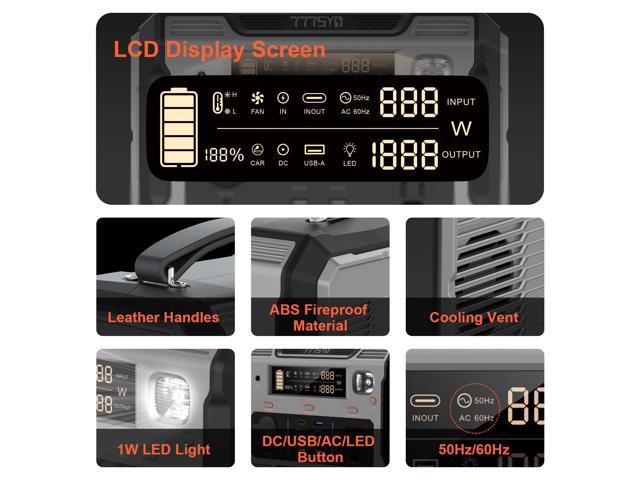 Portable Power Station; 500W Solar Generator with 484Wh Backup Lithium Battery; 110V AC Outlets; USB-C PD 100W; Outdoor Generators with LED...