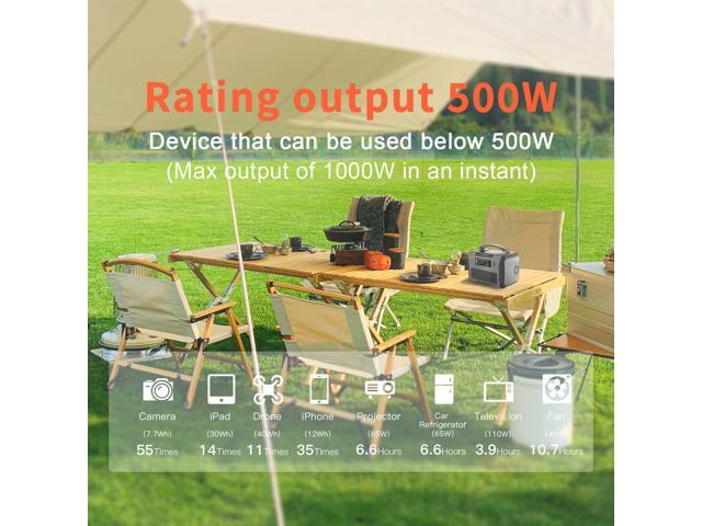Portable Power Station; 500W Solar Generator with 484Wh Backup Lithium Battery; 110V AC Outlets; USB-C PD 100W; Outdoor Generators with LED...