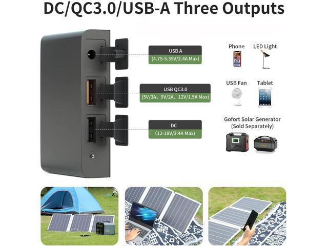 Gofort 60w 18v Portable Solar Panel, Foldable Solar Charger With Usb, 18v Dc, Qc 3.0 Output, Compatible With Solar Generator Power Station Phones...