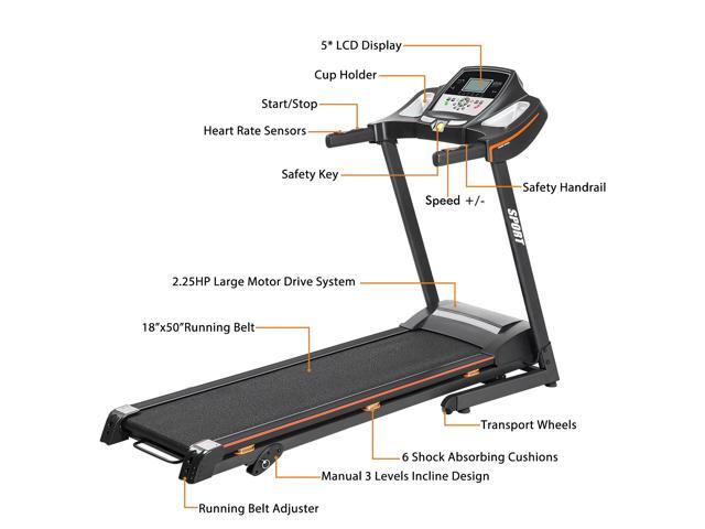 Folding Electric Treadmill Motorized Running Machine with Manual Incline and Hydraulic Rod Mechanism