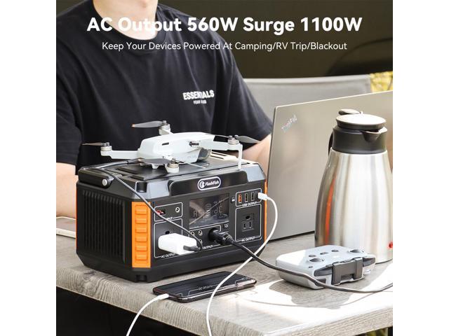 Flashfish 560W Portable Power Station, 520Wh/140400mAh Solar Generator Backup Power with 2x110V/560W AC Outlets, 5xDC Output and 4xUSB Outputs,...