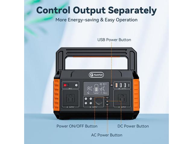 Flashfish 560W Portable Power Station, 520Wh/140400mAh Solar Generator Backup Power with 2x110V/560W AC Outlets, 5xDC Output and 4xUSB Outputs,...