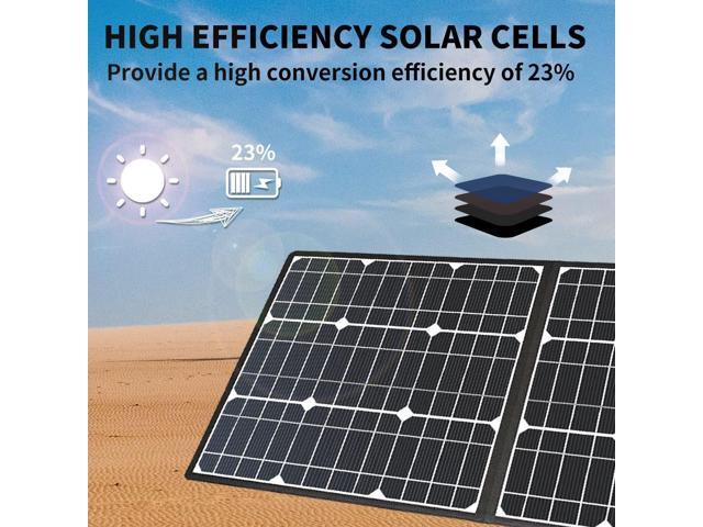 GOFORT 100W 18V Portable Solar Panel, Foldable Solar Charger with 5V USB, QC 3.0, DC Output, Compatible with Solar Generator Power Station Phones...