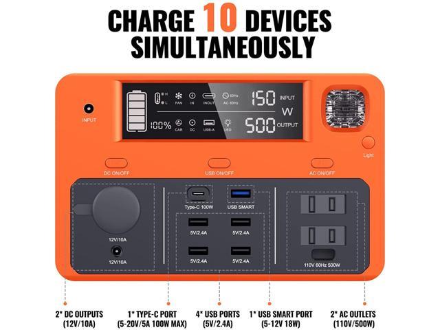 DBPOWER Portable Power Station 505Wh 500W (Peak 1000W) Outdoor Generator Mobile Lithium Battery Pack with 110V AC Outlet (Solar Panel Not Included)...
