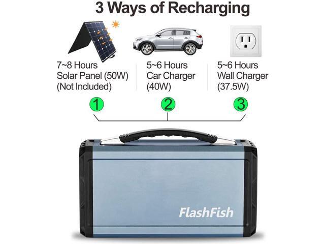 300W Solar Generator, FlashFish 60000mAh Portable Power Station Camping Potable Generator, CPAP Battery Recharged by Solar Panel/Wall Outlet/Car,...