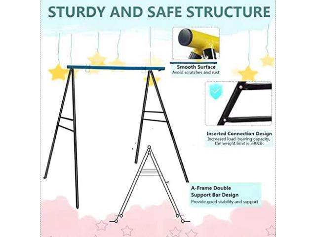 Swing Frame,A-Frame Swing Stand with Ground Nail, Heavy Duty Metal Swing Frame, Fits for Most Swings & Yoga Swing, Anti-Rust and Good Stability