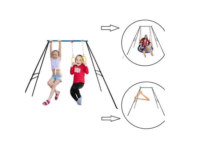 Swing Frame,A-Frame Swing Stand with Ground Nail, Heavy Duty Metal Swing Frame, Fits for Most Swings & Yoga Swing, Anti-Rust and Good Stability