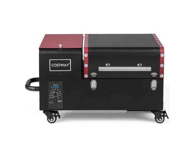 Movable Pellet Grill and Smoker with Temperature Probe-Black