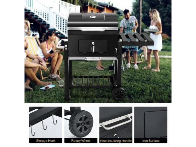 Outdoor Portable Charcoal Grill with Side Table
