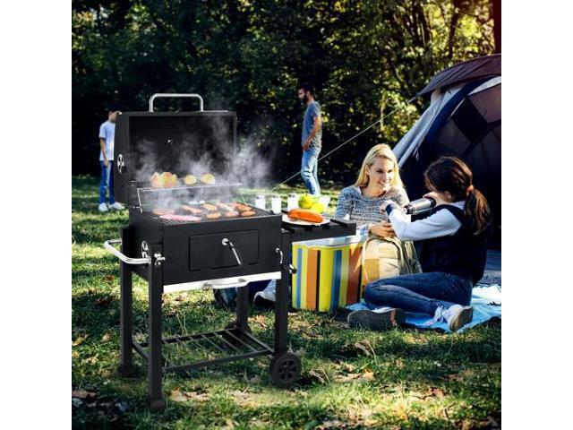 Outdoor Portable Charcoal Grill with Side Table