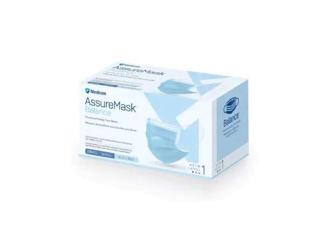 MEDICOM AssureMask Balance ASTM Level 1 Disposable Face Masks, Pack of 50 - Blue