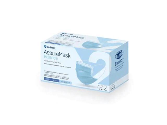 MEDICOM AssureMask Balance ASTM Level 2 Disposable Face Masks, Pack of 50 - Blue