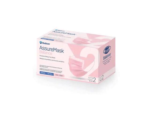 MEDICOM AssureMask Balance ASTM Level 2 Disposable Face Masks, Pack of 50 - Pink