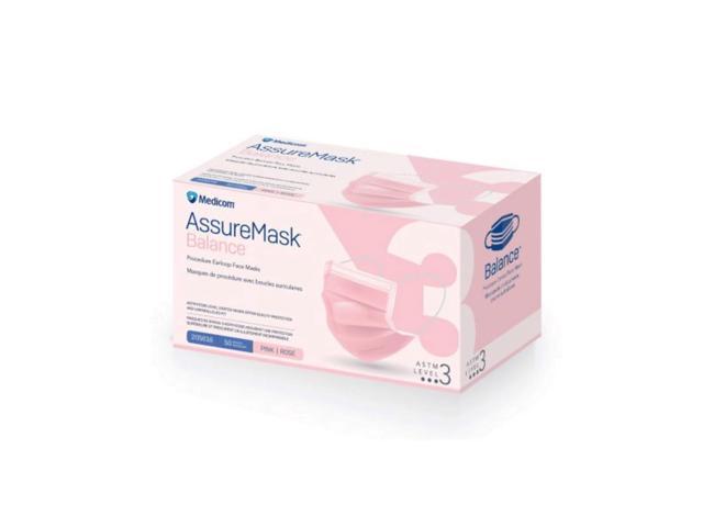 MEDICOM AssureMask Balance ASTM Level 3 Disposable Face Masks, Pack of 50 - Pink