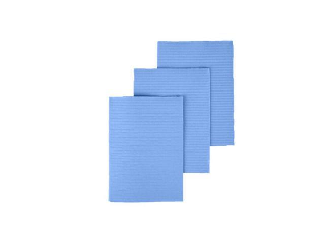 MEDICOM SafeBasics Dry-Back 2 Ply Disposable Dental Bibs (2 ply tissue + 1 Ply Poly), 13'x18', Case of 500 - Blue