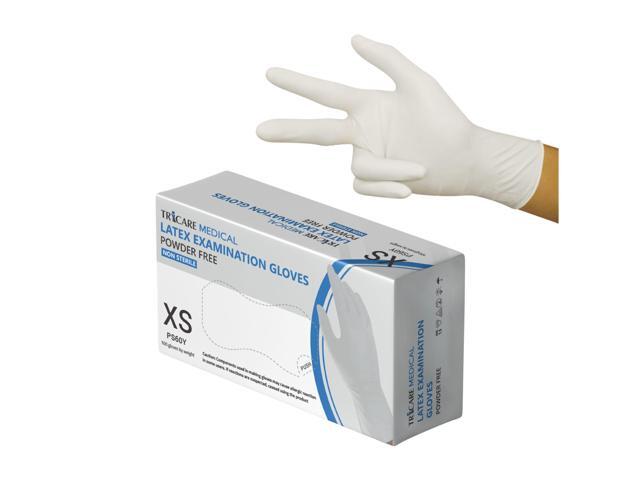 White Latex Exam Gloves, Powder-free, 5.5 Mil, Box of 100, Extra Small