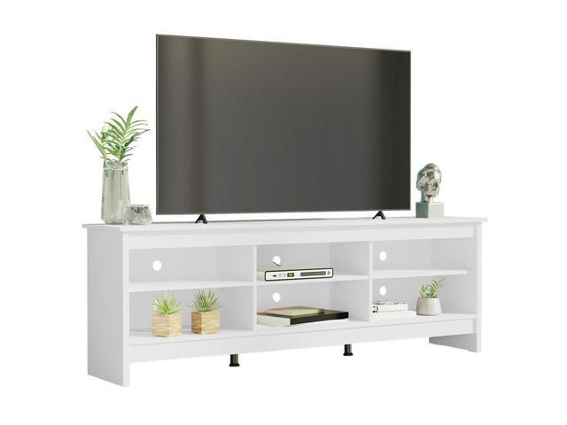 Madesa 23-Inch-by-15-Inch-70-Inch Wooden TV Stand with Storage Space and Cable Management for TVs up to 75 Inches, White